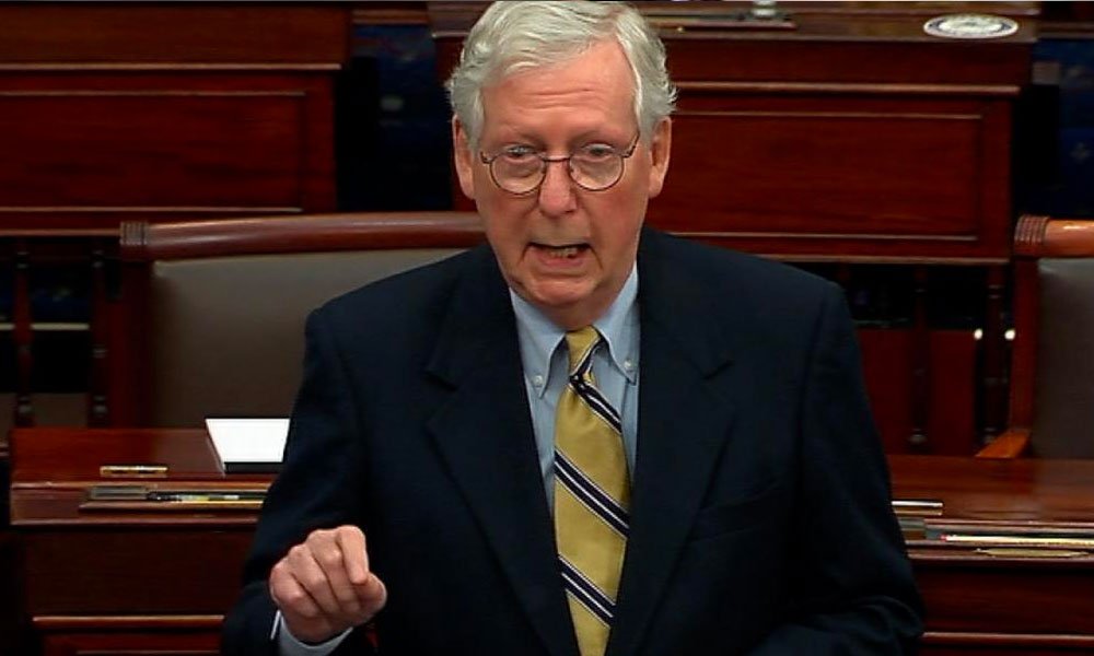 Mitch McConnell slams Democrats for passing covid relief bill