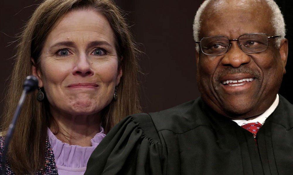 Amy Coney Barrett and Clarence Thomas