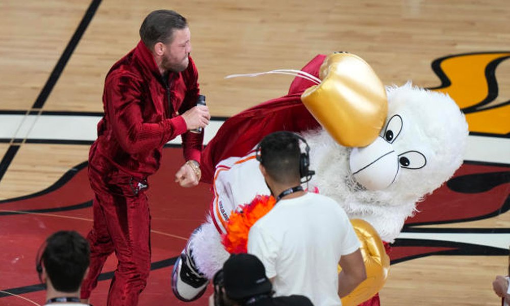 Miami heat mascot punched by Conor McGregor