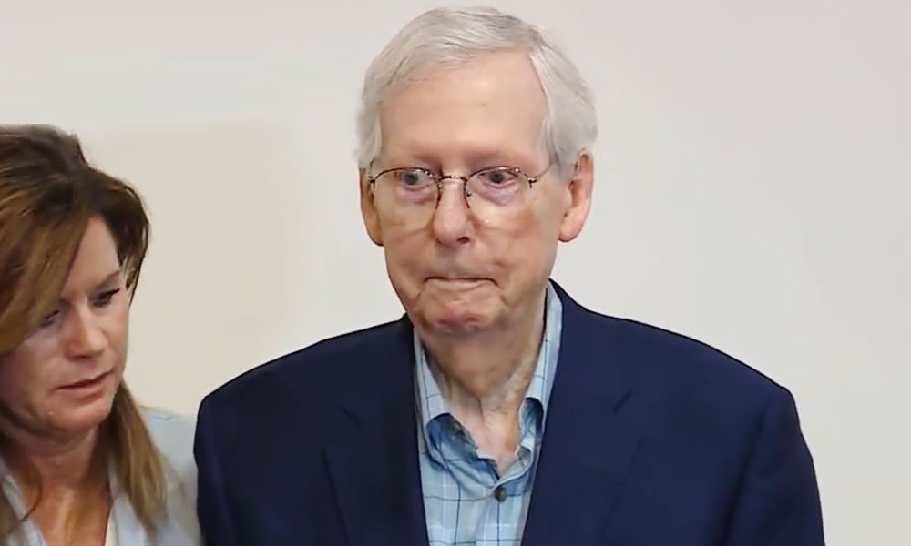 Senator Mitch McConnell freezes again during a press conference.