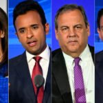 Republican presidential candidates Nikki Haley, Vivek Ramaswamy, Chris Christie and Ron DeSantis.
