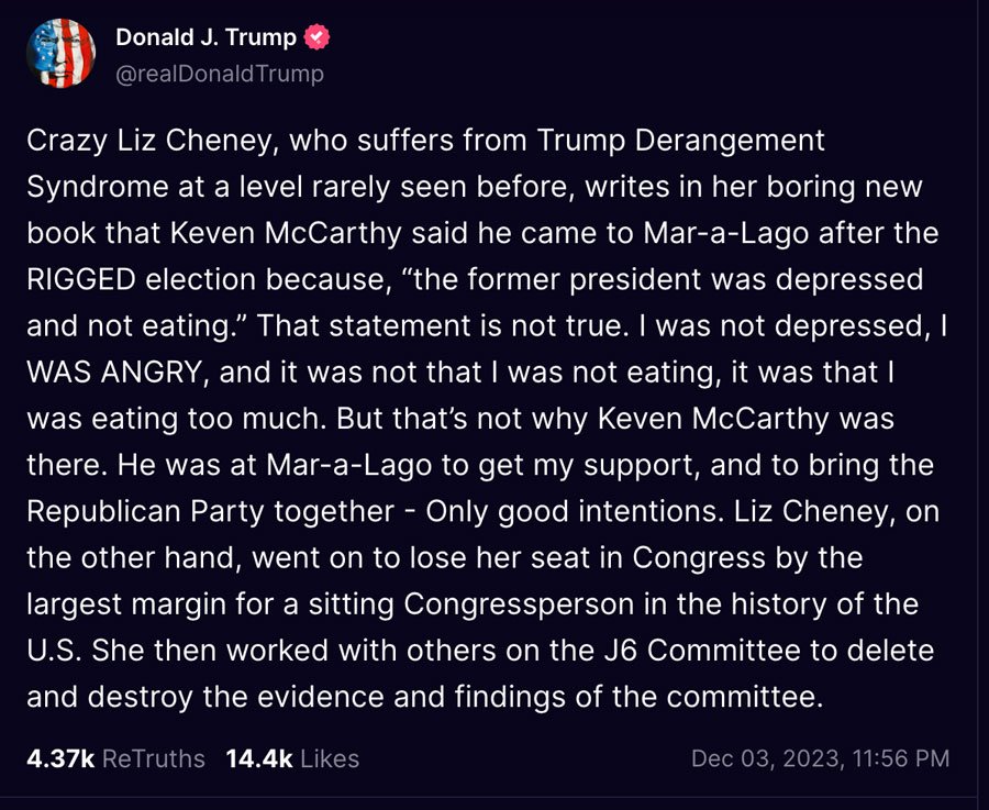 Donald Trump attacks Liz Cheney