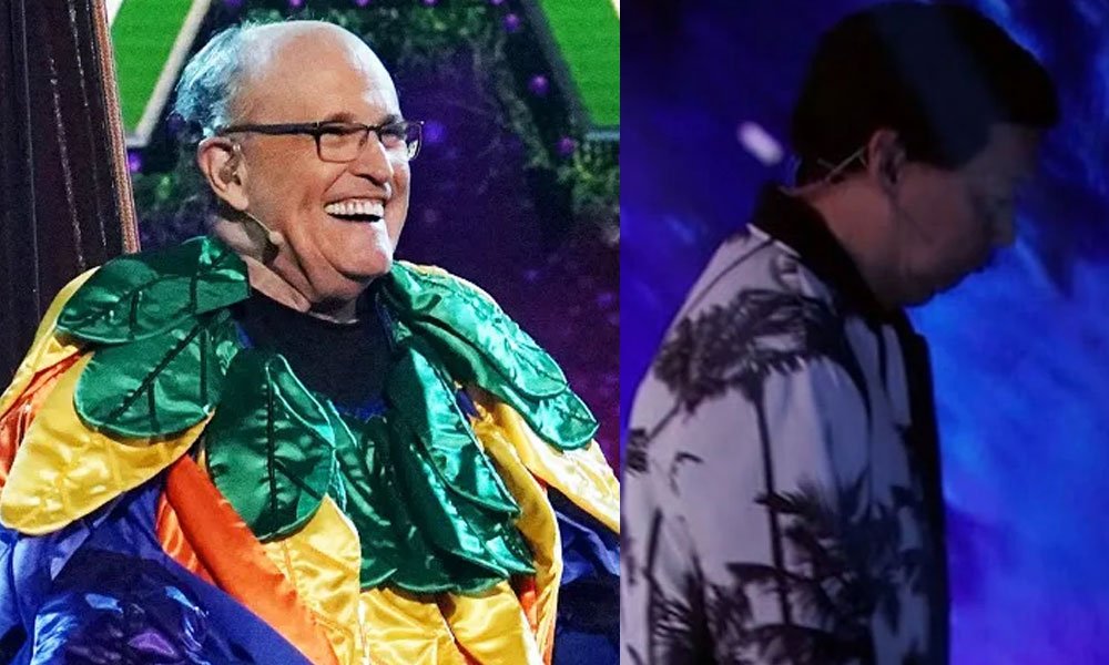 "The Masked Singer" reveals Rudy Giuliani, prompting Ken Jeong to leave the stage in protest in the April 20, 2022 episode. (Screenshot)