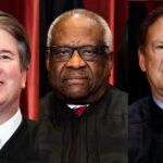 Supreme court justices Brett Kavanaugh, Clarence Thomas and Samuel Alito.