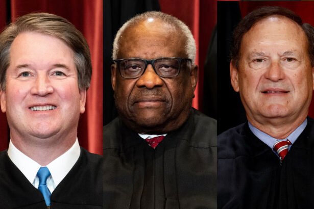 Supreme court justices Brett Kavanaugh, Clarence Thomas and Samuel Alito.