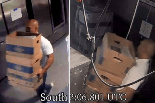 This photo from the US Department of Justice allegedly shows Walt Nauta moving boxes inside former President Donald Trump’s Mar-a-Lago estate in Palm Beach, Florida.