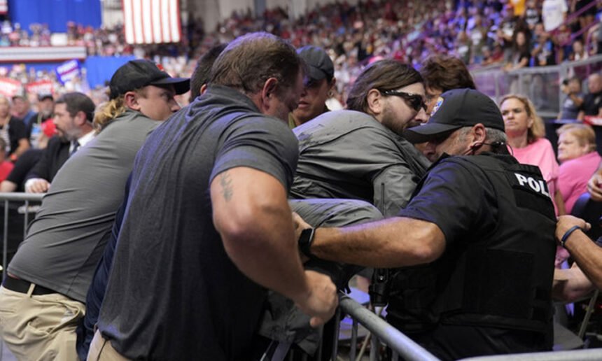 Security Scare at Trump Rally as MAGA Supporter Breaches Press Area During Trump's 'Fake Media' Rant