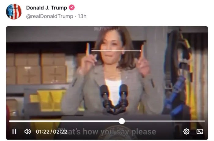 (Trump video screenshot from Truth Social)