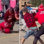 Brawl breaks out between Trump's Fans Ahead of Rally in Michigan