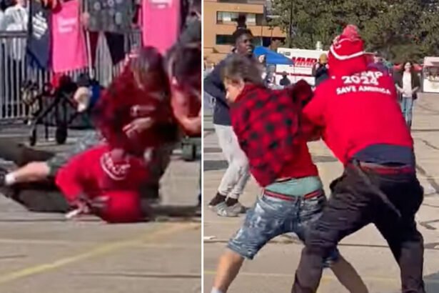 Brawl breaks out between Trump's Fans Ahead of Rally in Michigan