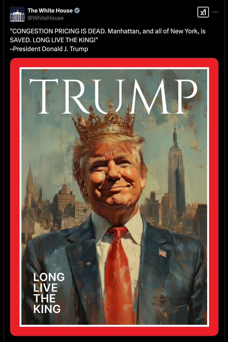 Trump calls himself king