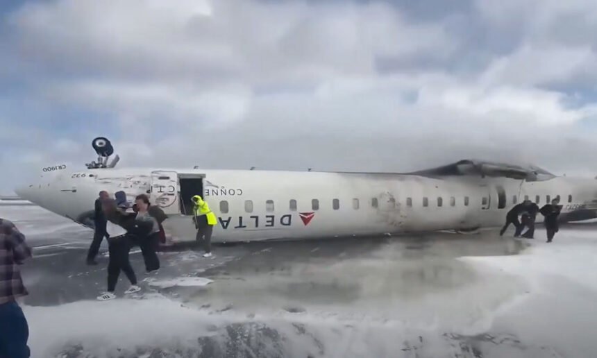 Delta Plane Crashes and Flips Over During Landing at Toronto Airport (VIDEO)