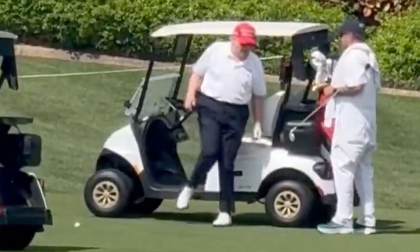 'He’s Still Dragging That Foot. Stroke?': Fears Emerge After Trump Spotted Struggling to Walk on Golf Course