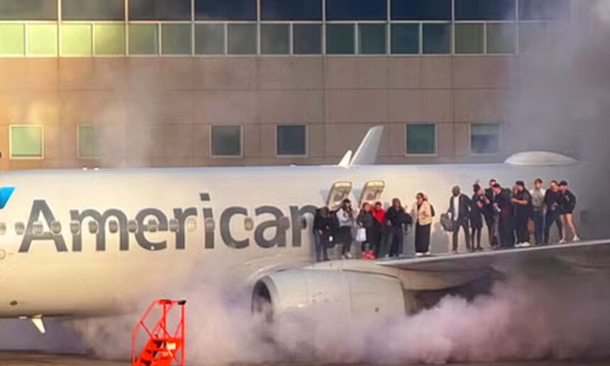 12 People Injured After American Airlines Plane Catches Fire, Passengers Flee via Wing