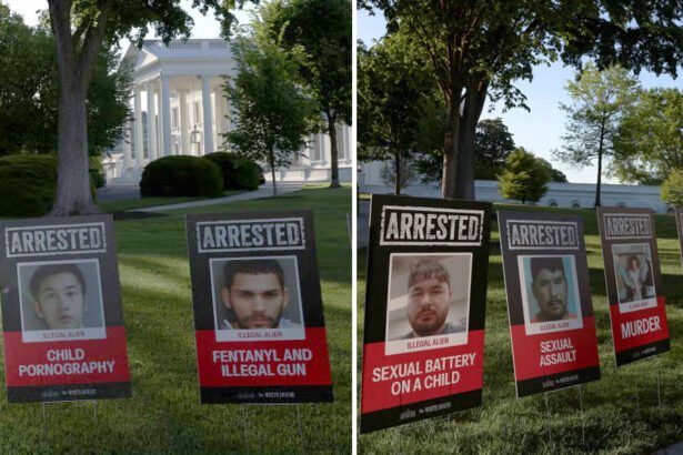 Trump Team Covers White House Lawn with Mugshots of Migrants