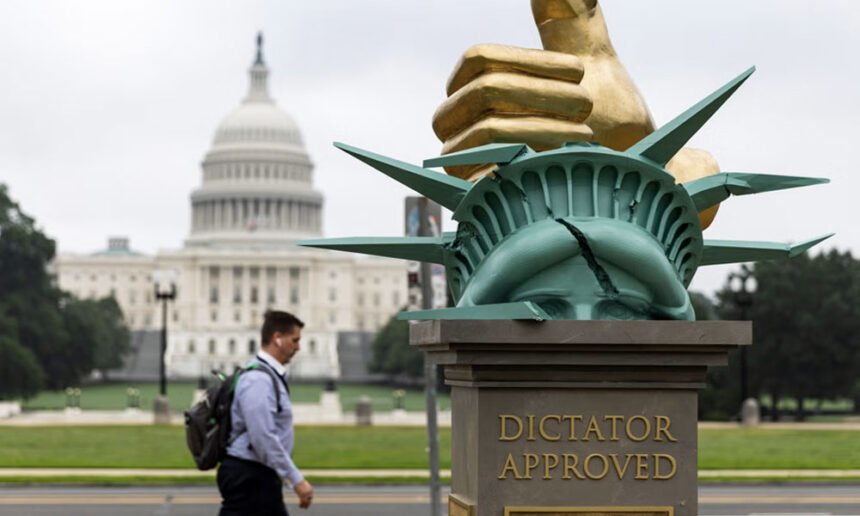 ‘Dictator Approved’ Statue of Golden Hand Crushing Liberty Appears in DC