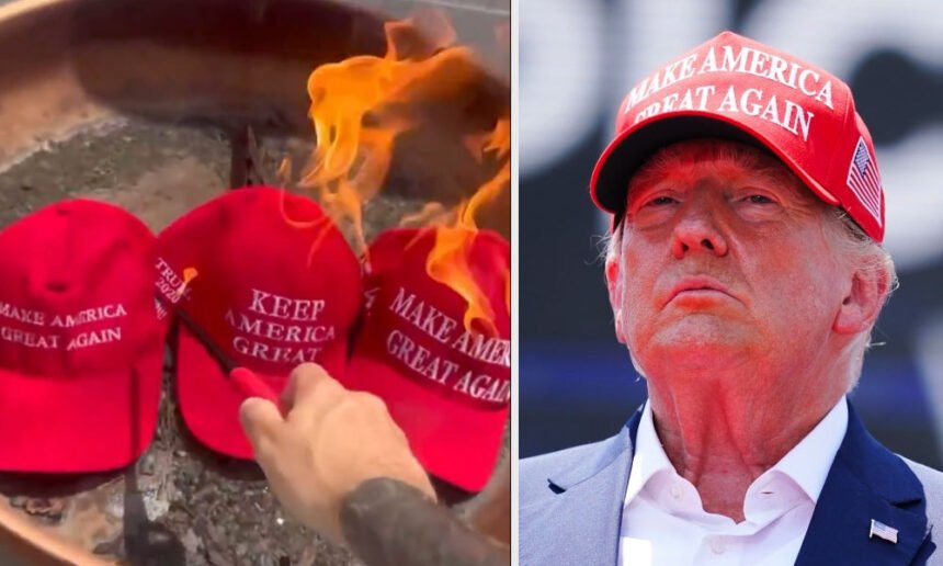 'We’re Done': Furious Trump Fans Burn Their MAGA Hats Over Epstein COver-Up