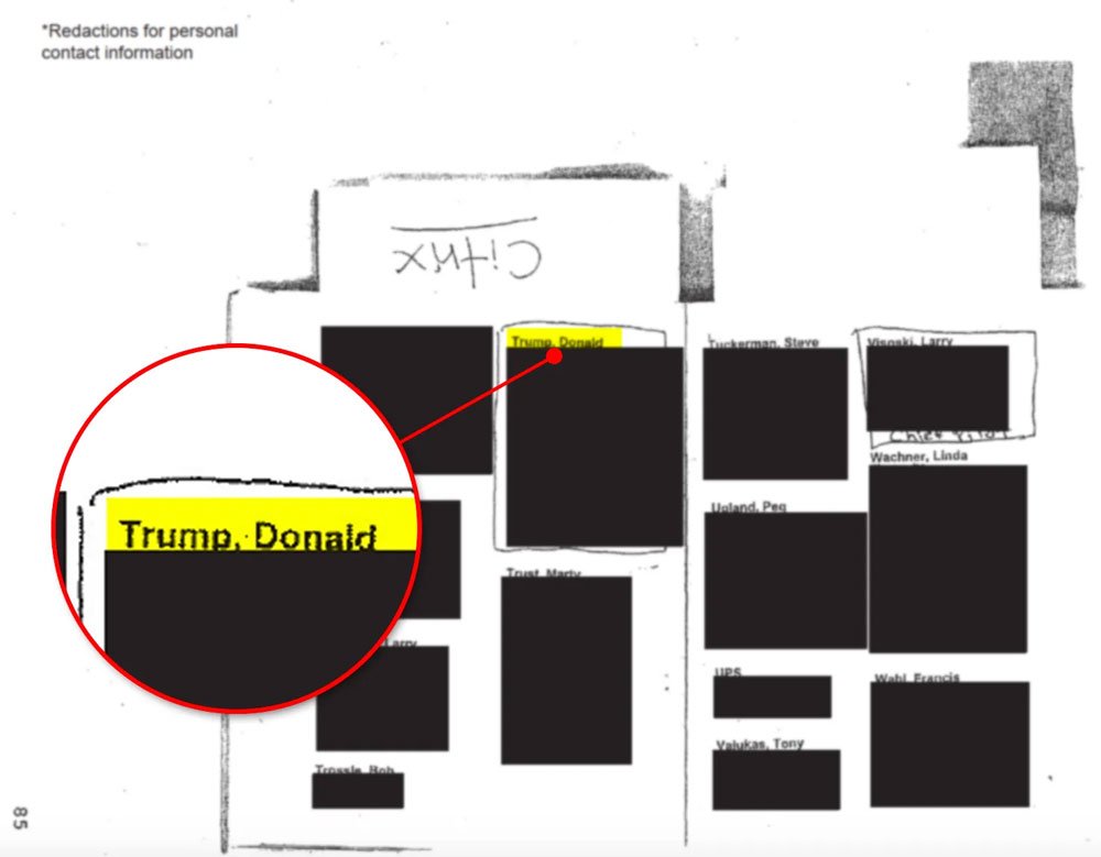 A page from Epstein’s “black book,” containing the names of various contacts, which included Trump.