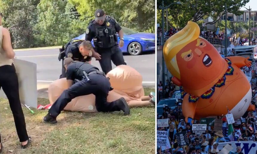 Viral Video Shows Alabama Cops Wrestling Giant Penis at Anti-Trump March