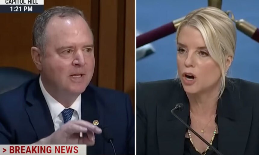 Bondi Snaps, Schiff Stays Cool — And Completely Schools Her in Brutal Senate Hearing Showdown