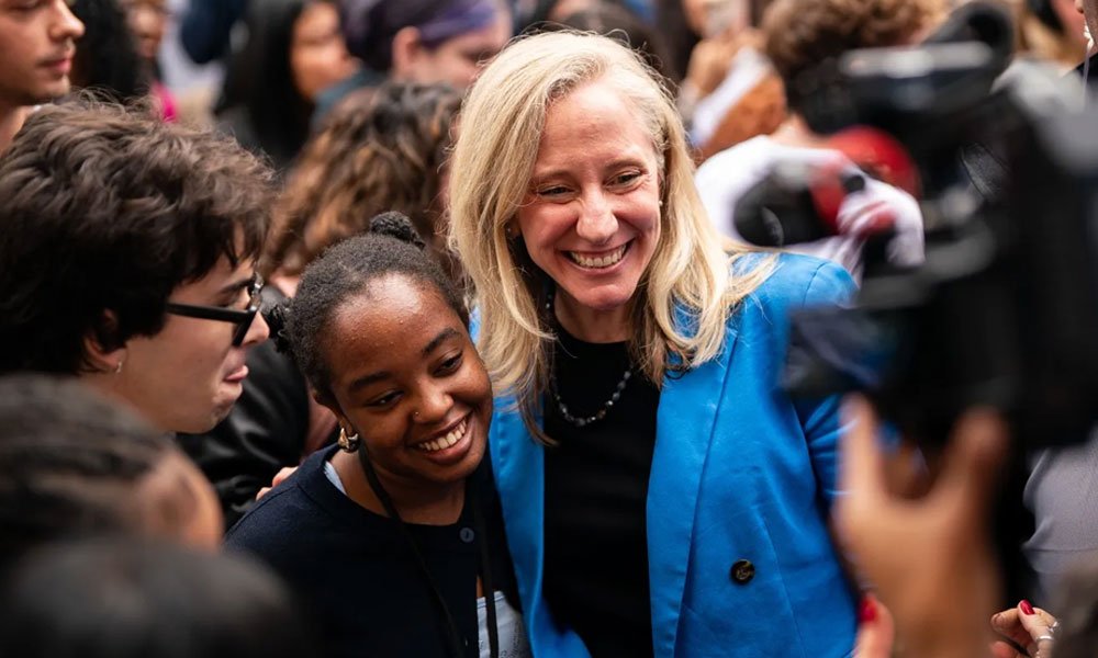 Abigail Spanberger meets with students at Virginia Commonwealth University during a campaign stop in Richmond, Virginia.