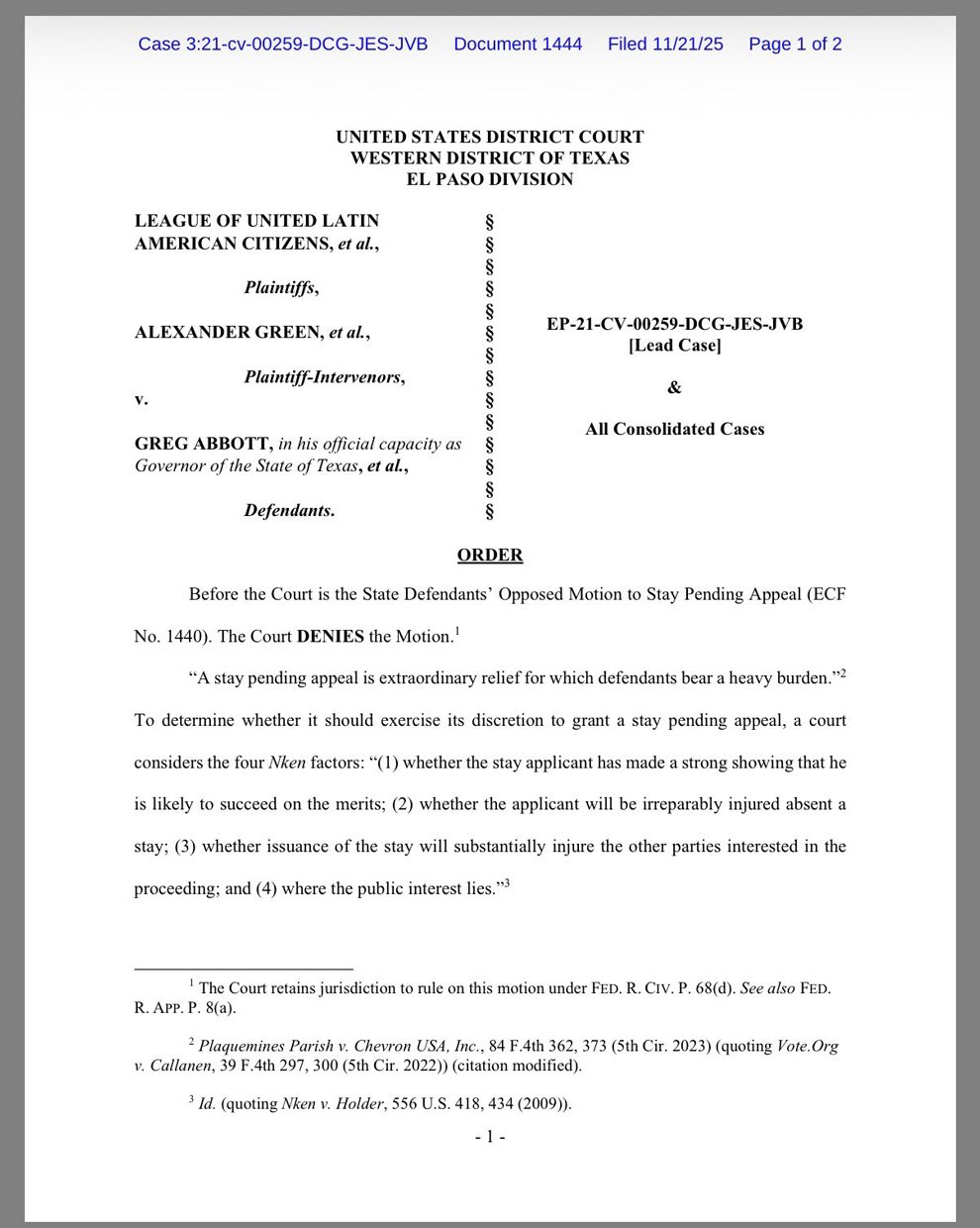 Appeals Court ruling on Texas redistricting map
