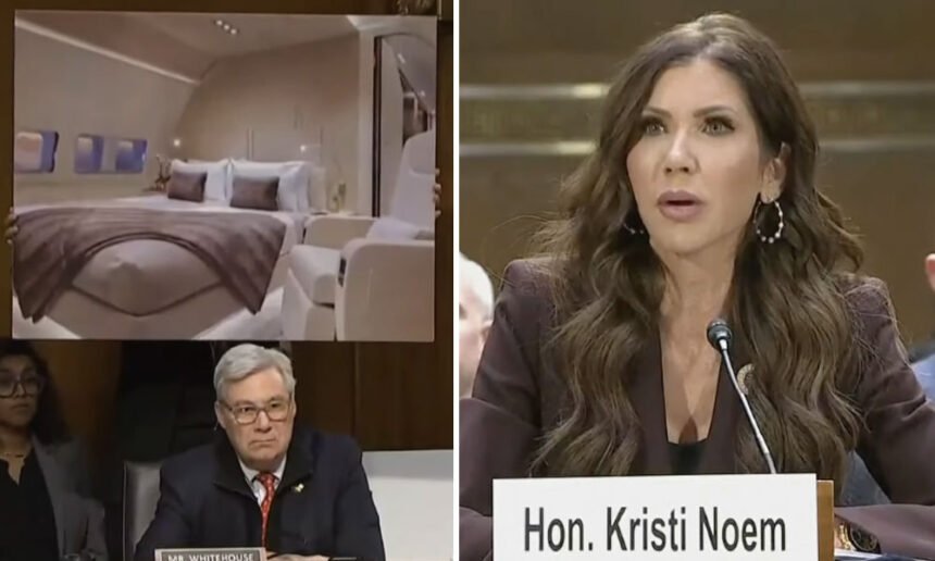 Watch: Kristi Noem Freaks Out After Senator Displays Photo of Taxpayer-Funded Jet Bedroom at Hearing
