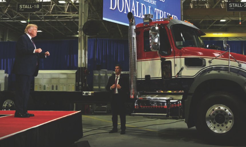 Trump hit with brutal new poll, responds with bizarre truck-themed rant in Pennsylvania