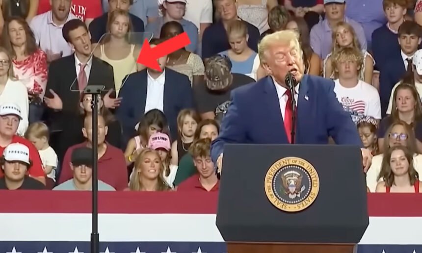 Trump upstaged by man behind him at rally—and the internet can't stop laughing