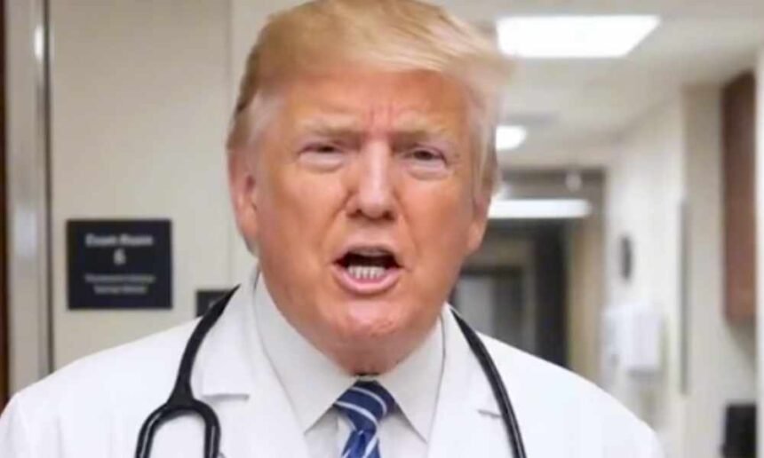 Trump posts bizarre AI video of himself as a doctor diagnosing his celebrity critics