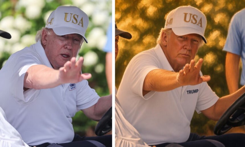 Trump posts touched-up golf photo that makes him look younger and slimmer