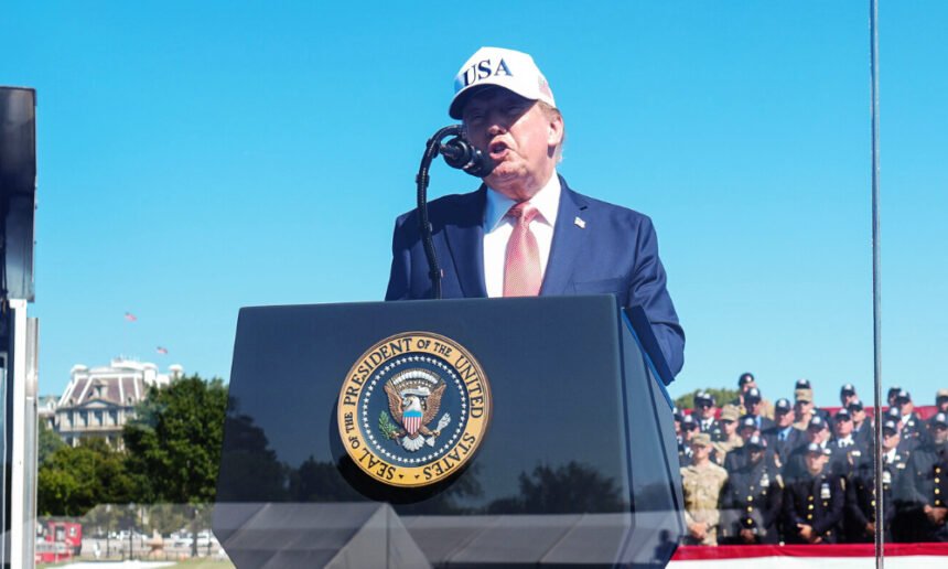 Trump uses 911 speech to pay tribute to himself in front of first responders