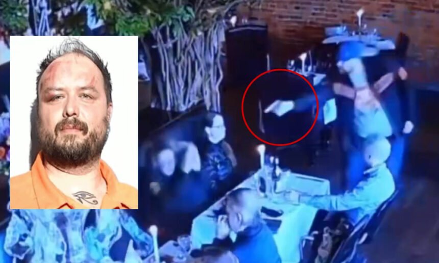 Terrifying moment man tries to shoot his ex-wife point-blank in crowded restaurant—then the unthinkable happened