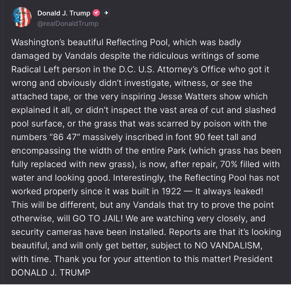 Trump reflecting pool fiasco