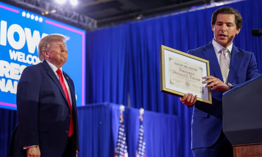 Trump Receives Made-Up ‘Man of the Century Award’ at Iowa Rally