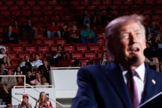 Trump announces another desperate vote-buying scheme at Alabama rally as large sections of seats sit empty
