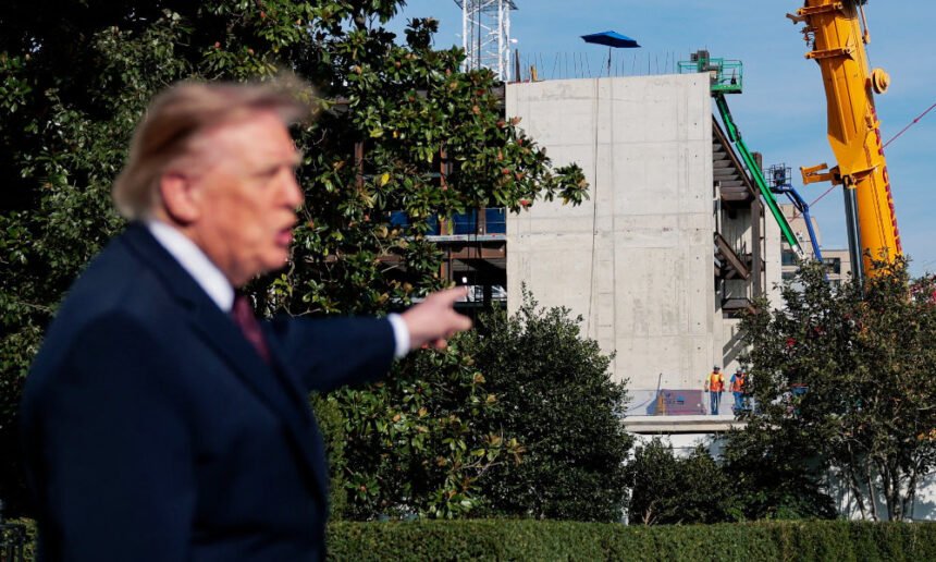 Asked about the terrible jobs report, Trump pivots to bragging about his 'pretty cool' ballroom and 'award-winning' helipad